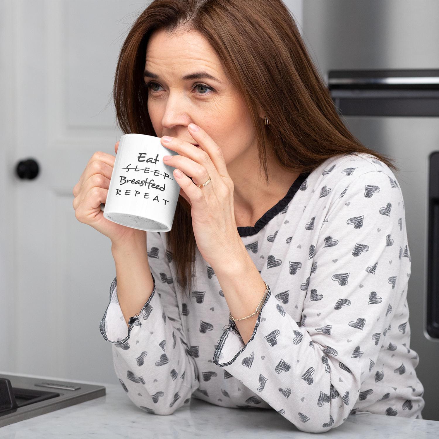 Eat Sleep Breastfeed Repeat White Mug